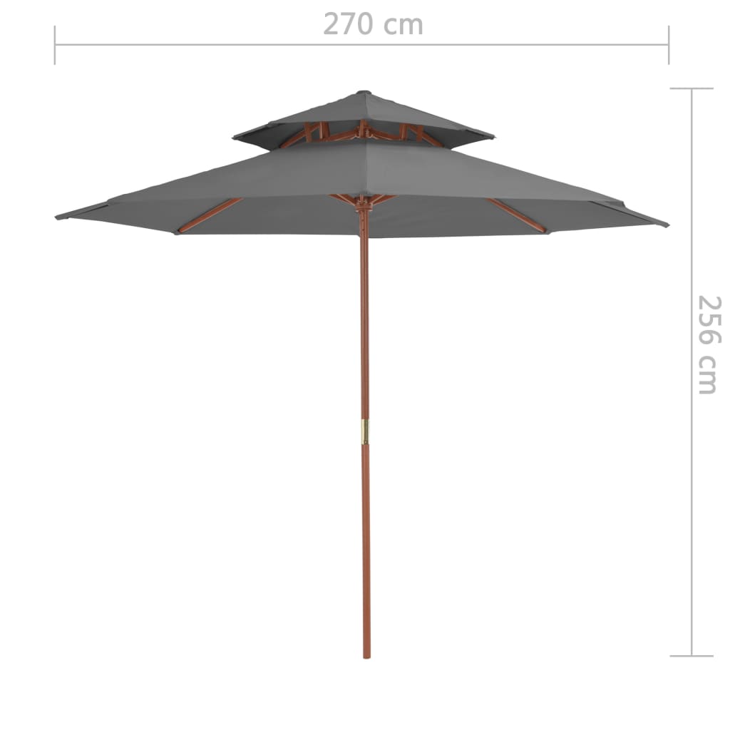 vidaXL Parasol | Anthracite | Laminated bamboo, hardwood, polyester