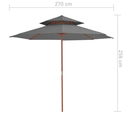 vidaXL Parasol | Anthracite | Laminated bamboo, hardwood, polyester