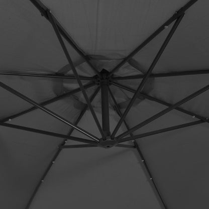 vidaXL Cantilever Garden Parasol with LED Lights and Steel Pole 300 cm Anthracite