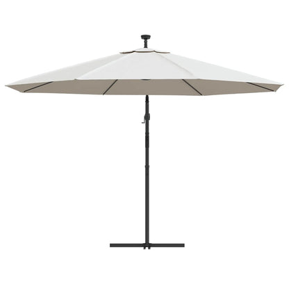 vidaXL Cantilever Garden Parasol with LED Lights and Metal Pole 350 cm Sand