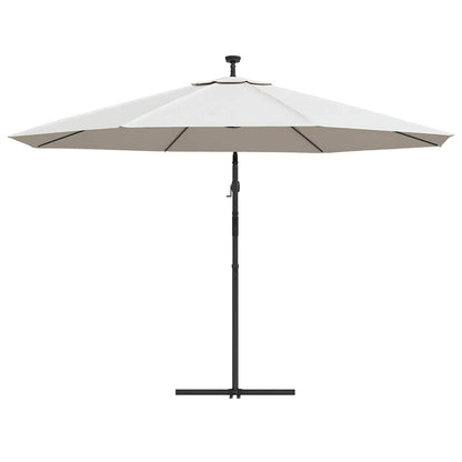 vidaXL Cantilever Garden Parasol with LED Lights and Metal Pole 350 cm Sand