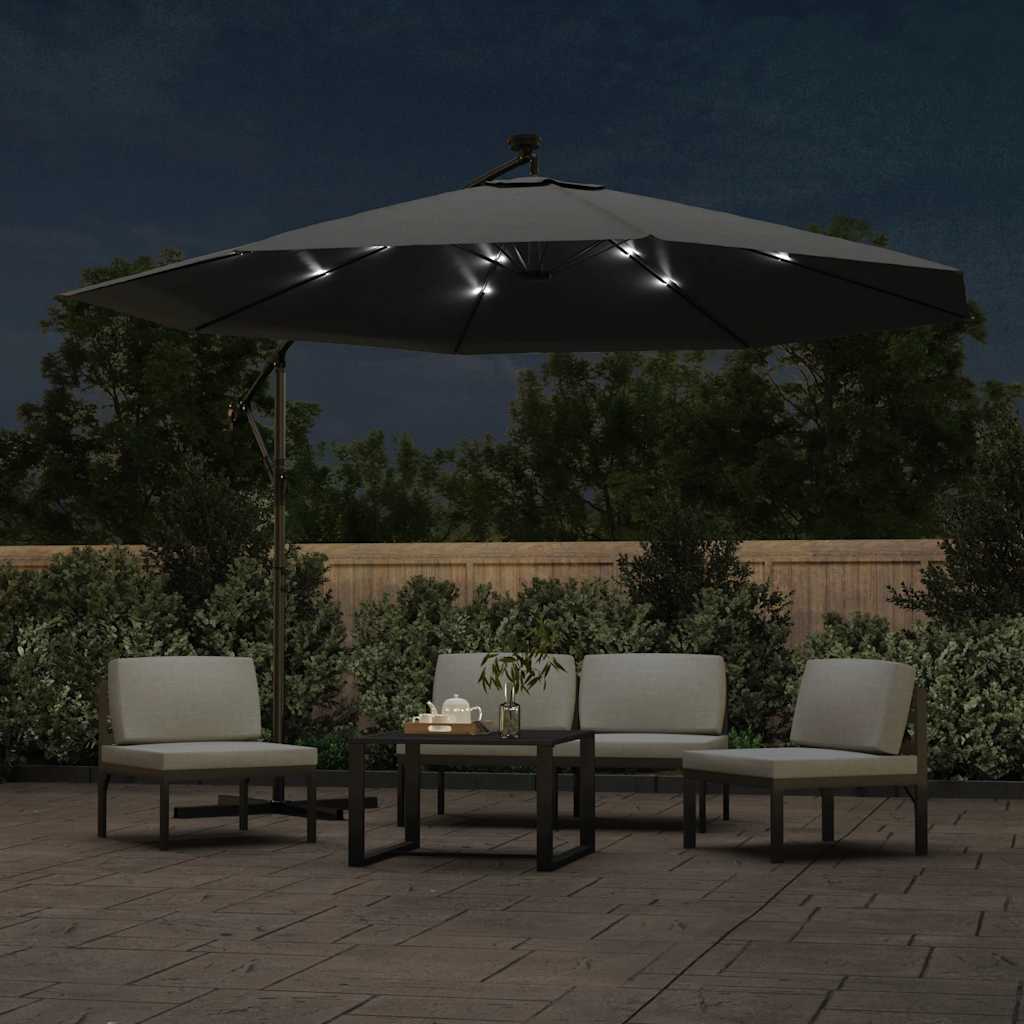 vidaXL Cantilever Garden Parasol with LED Lights and Metal Pole 350 cm