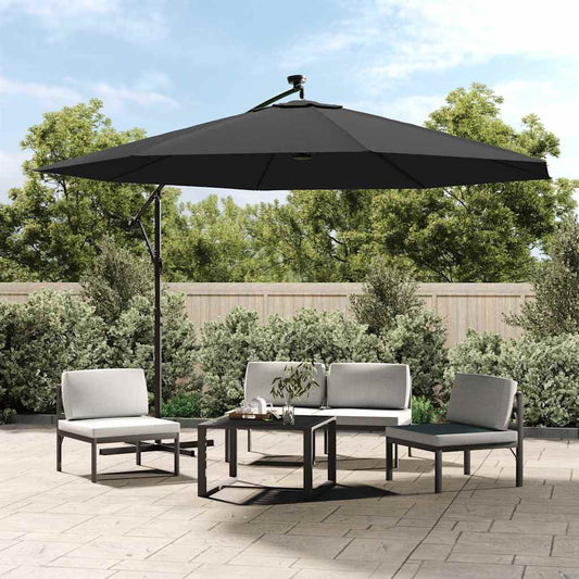 vidaXL Cantilever Garden Parasol with LED Lights and Metal Pole 350 cm