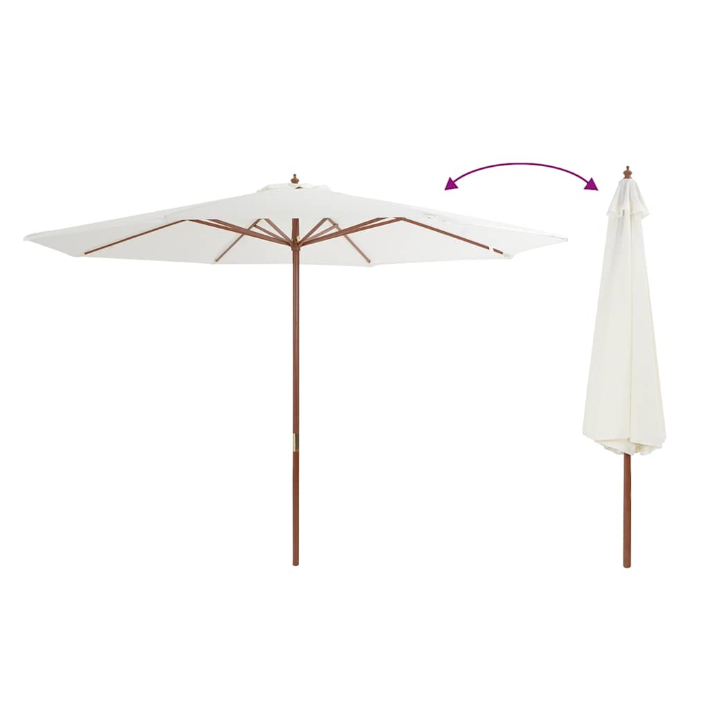 vidaXL Garden Parasol with Wooden Pole 350 cm Sand White