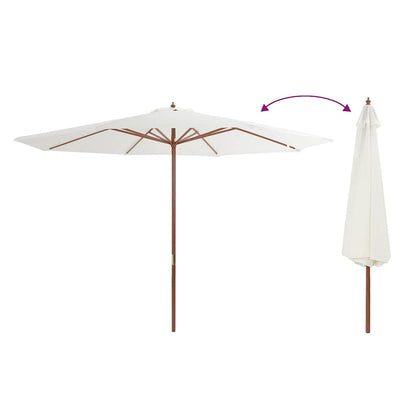 vidaXL Garden Parasol with Wooden Pole 350 cm Sand White