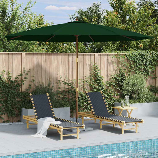 44528 vidaXL Outdoor Parasol with Wooden Pole 350 cm Green