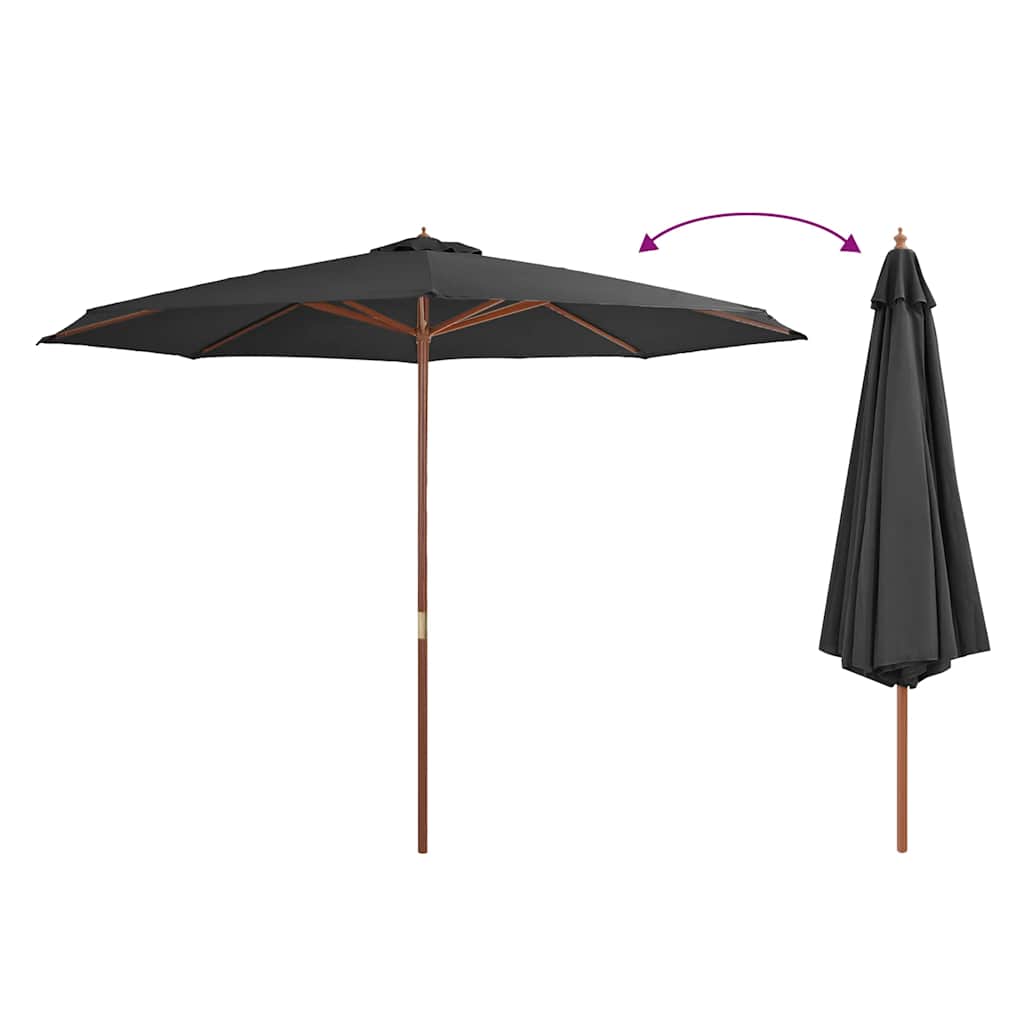 44529 vidaXL Outdoor Parasol with Wooden Pole 350 cm Anthracite