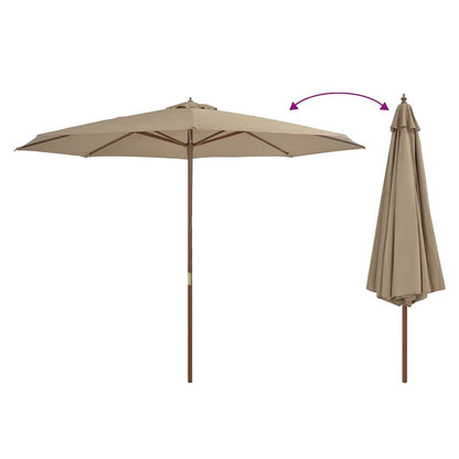 vidaXL Garden Parasol with Wooden Pole 350 cm Taupe