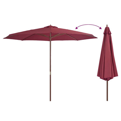 44531 vidaXL Outdoor Parasol with Wooden Pole 350 cm Burgundy