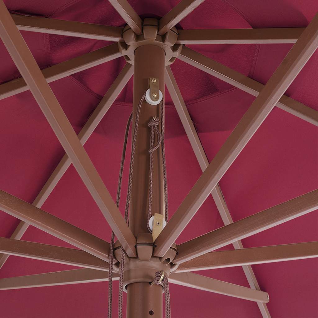 vidaXL Garden Parasol with Wooden Pole 350 cm Burgundy
