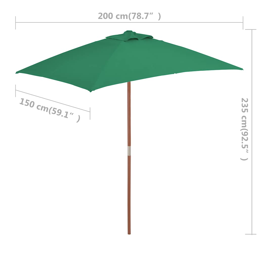 vidaXL Garden Parasol | Green | Fabric, Laminated bamboo, Hardwood | 150x200 cm