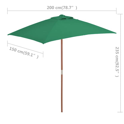 vidaXL Garden Parasol | Green | Fabric, Laminated bamboo, Hardwood | 150x200 cm