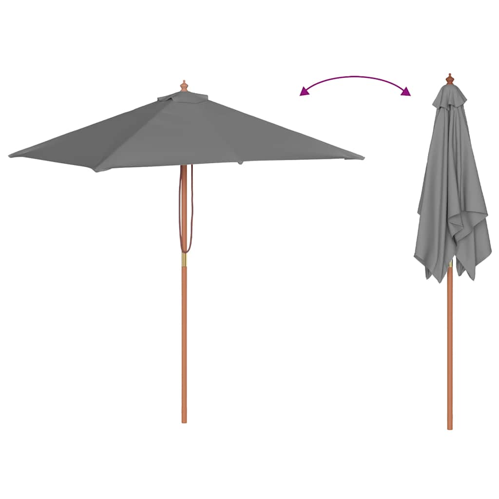 vidaXL Garden Parasol | Anthracite | Polyester, Laminated bamboo, Hardwood