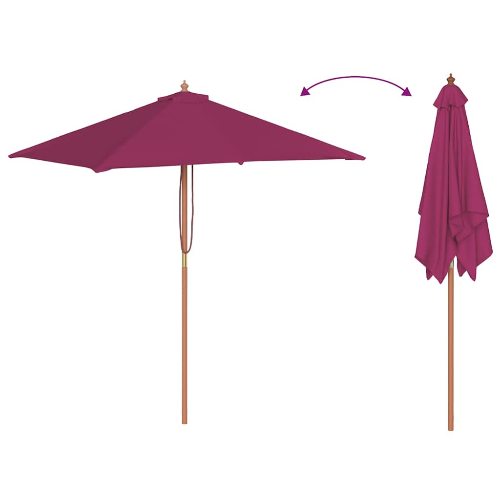 44537 vidaXL Outdoor Parasol with Wooden Pole 150x200 cm Bordeaux Red