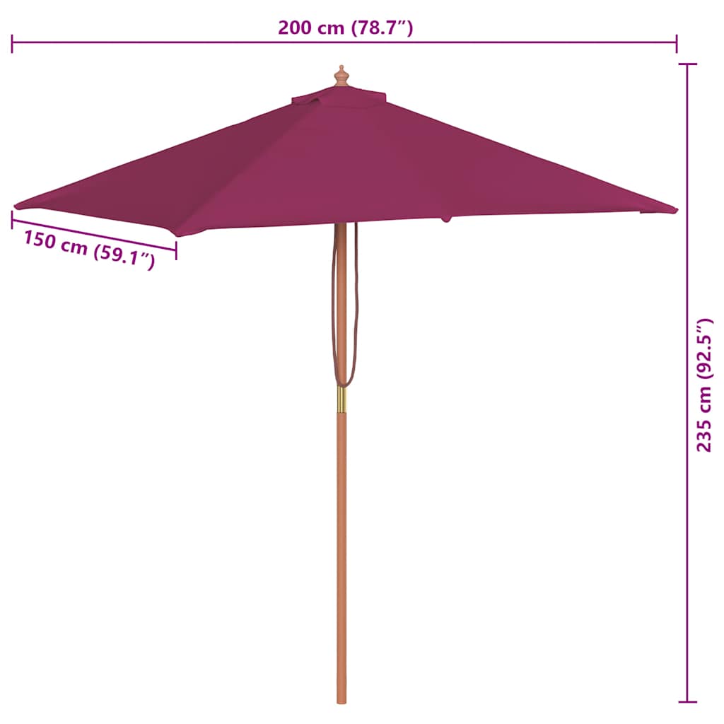 vidaXL Garden Parasol | Bordeaux Red