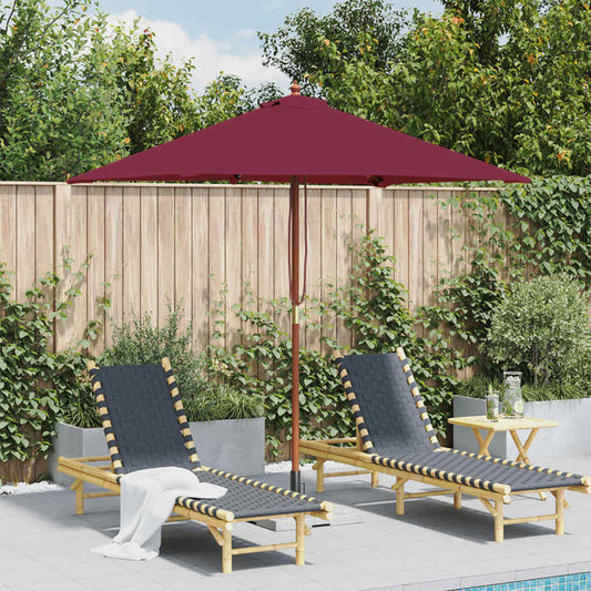 44537 vidaXL Outdoor Parasol with Wooden Pole 150x200 cm Bordeaux Red