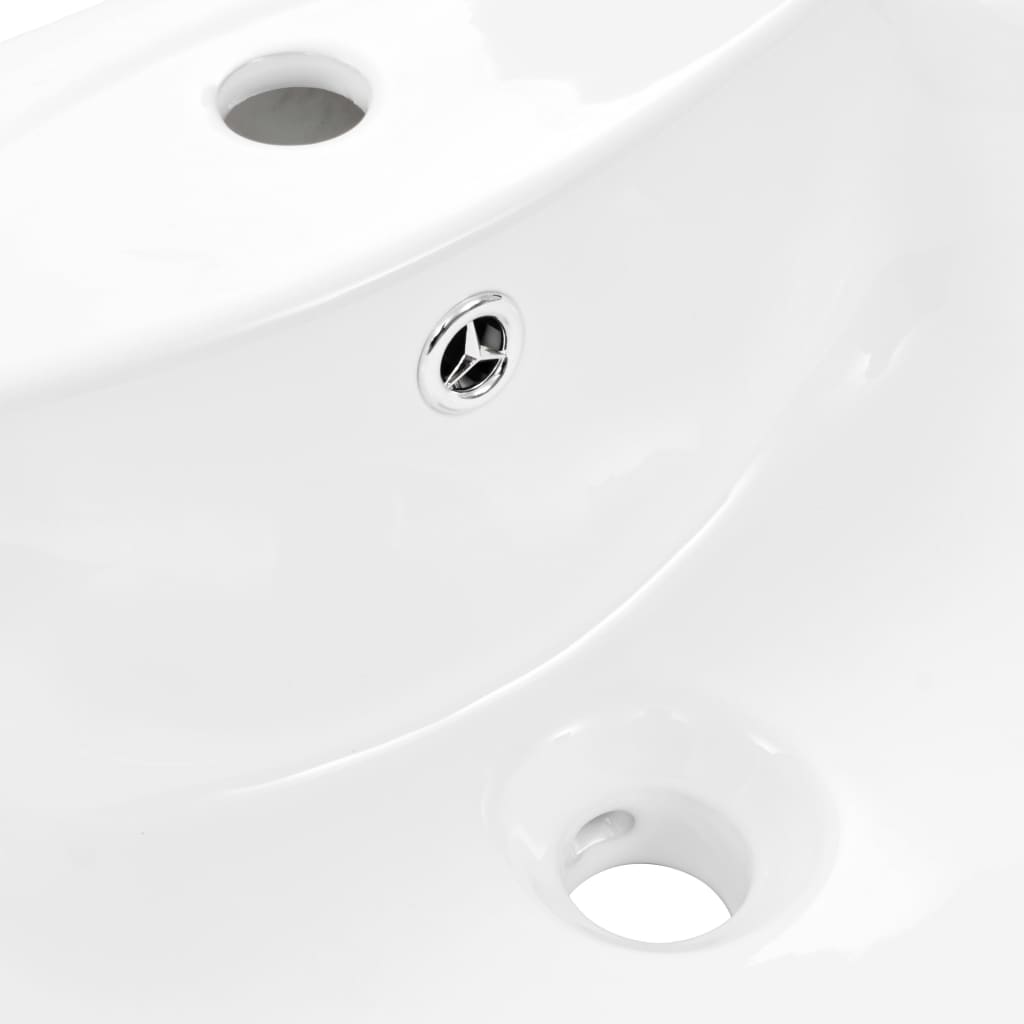 vidaXL Freestanding Basin with Pedestal Ceramic White 520x440x190 mm