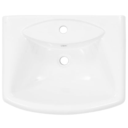 vidaXL Freestanding Basin with Pedestal Ceramic White 580x470x200 mm