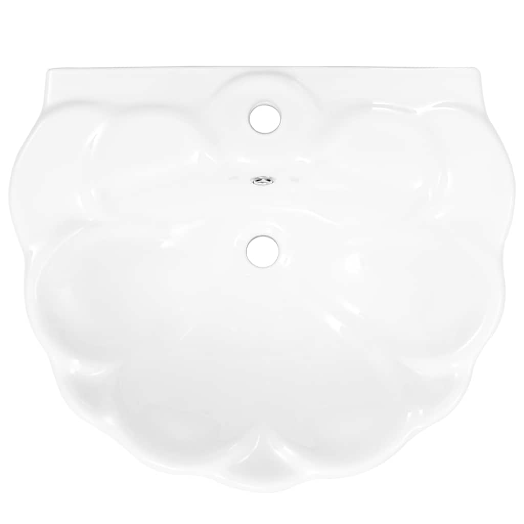 vidaXL Freestanding Basin with Pedestal Ceramic White 580x510x200mm
