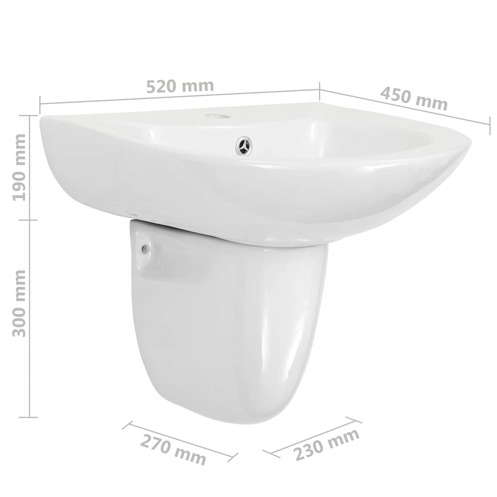 vidaXL Basin White 52 x 45 x 49 cm Glazed Ceramic