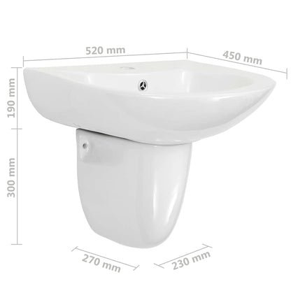 vidaXL Basin White 52 x 45 x 49 cm Glazed Ceramic