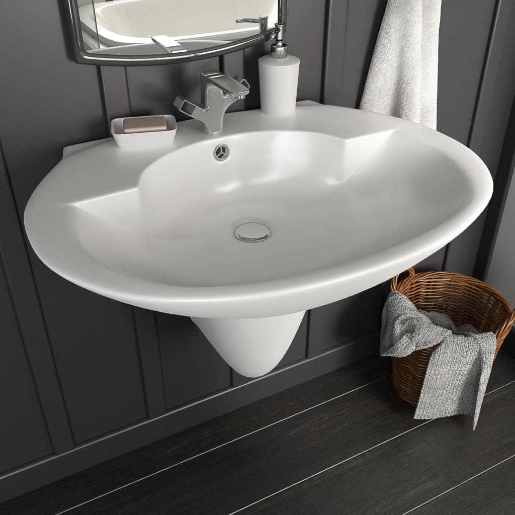 vidaXL Wall-mounted Basin Ceramic White 690x520x210 mm
