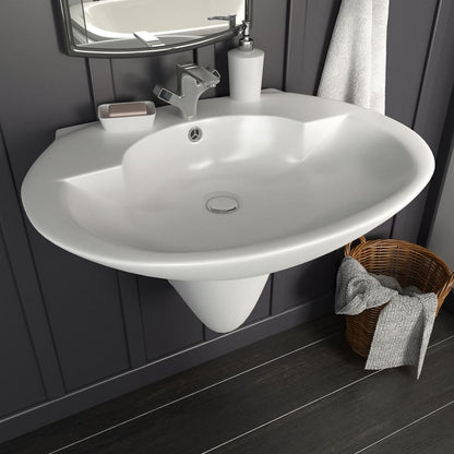 vidaXL Wall-mounted Basin Ceramic White 690x520x210 mm