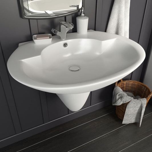 vidaXL Wall-mounted Basin Ceramic White 690x520x210 mm