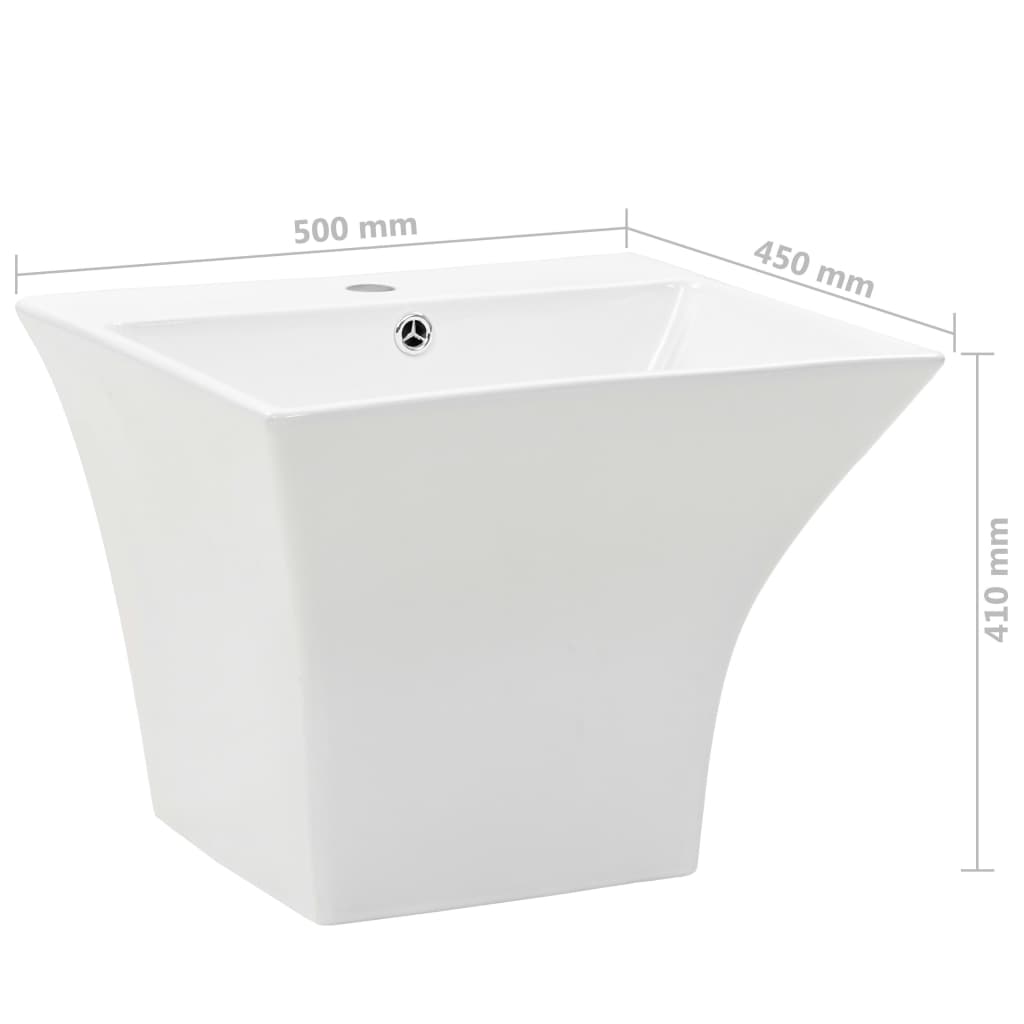 vidaXL Wall-mounted Basin Ceramic White 500x450x410 mm