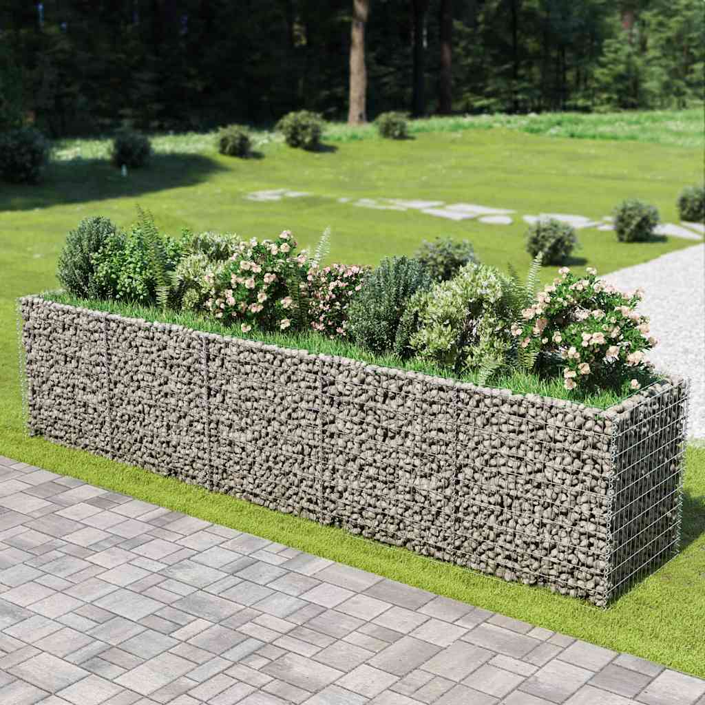 143552 vidaXL Gabion Raised Bed Galvanised Steel 450x90x100 cm