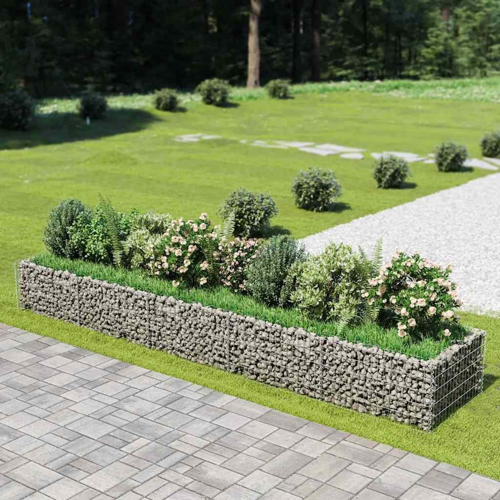 143553 vidaXL Gabion Raised Bed Galvanised Steel 450x90x50 cm