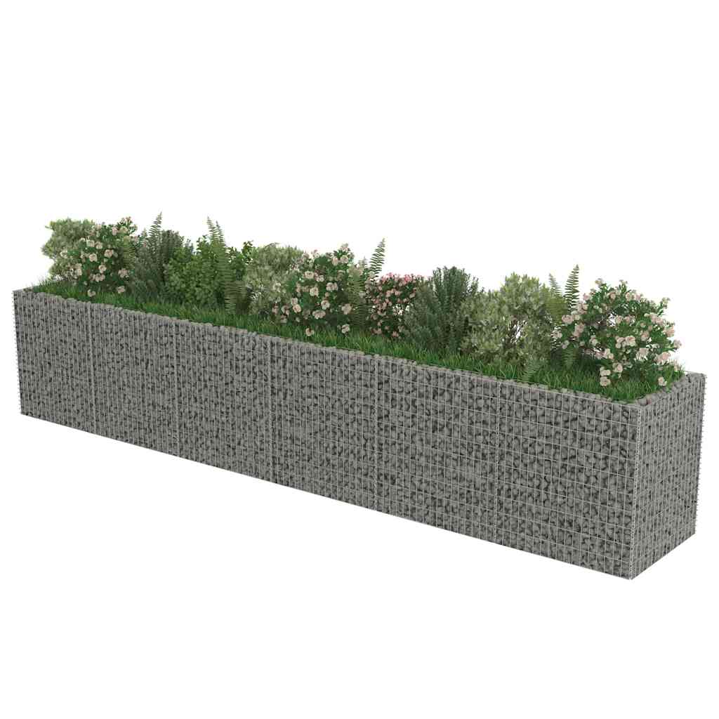 143554 vidaXL Gabion Raised Bed Galvanised Steel 540x90x100 cm