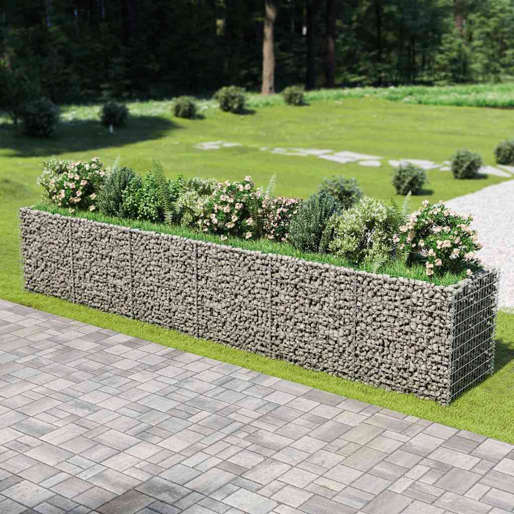 143554 vidaXL Gabion Raised Bed Galvanised Steel 540x90x100 cm