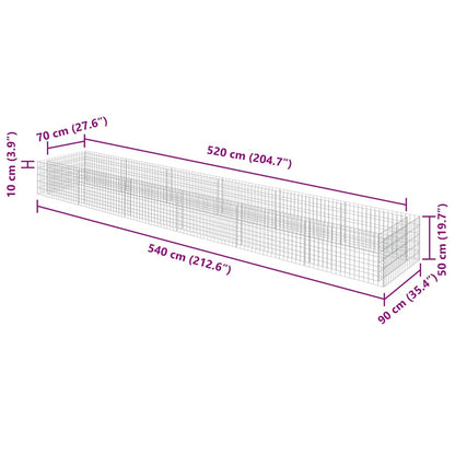 143555 vidaXL Gabion Raised Bed Galvanised Steel 540x90x50 cm