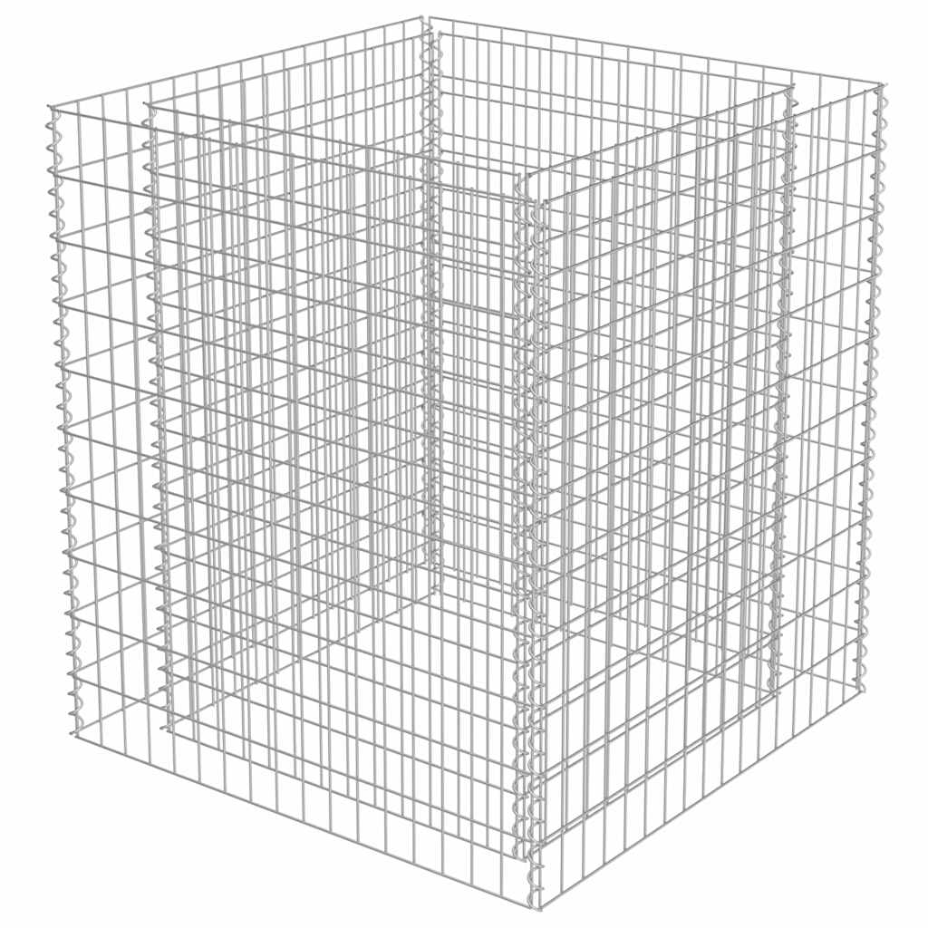 143556 vidaXL Gabion Raised Bed Galvanised Steel 90x90x100 cm