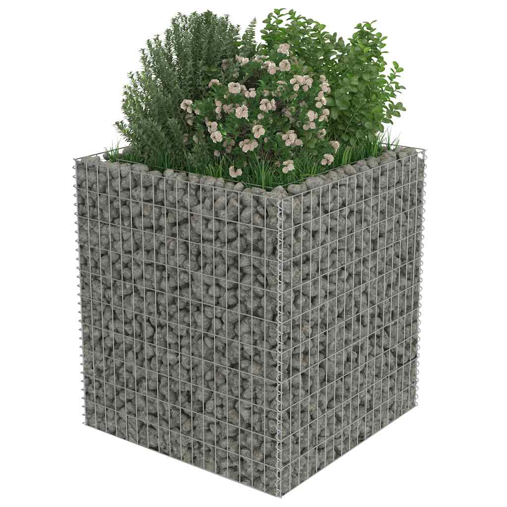 143556 vidaXL Gabion Raised Bed Galvanised Steel 90x90x100 cm