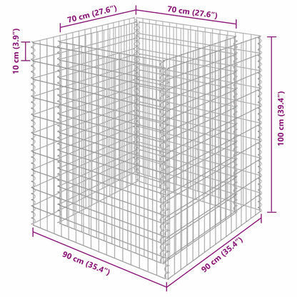 143556 vidaXL Gabion Raised Bed Galvanised Steel 90x90x100 cm