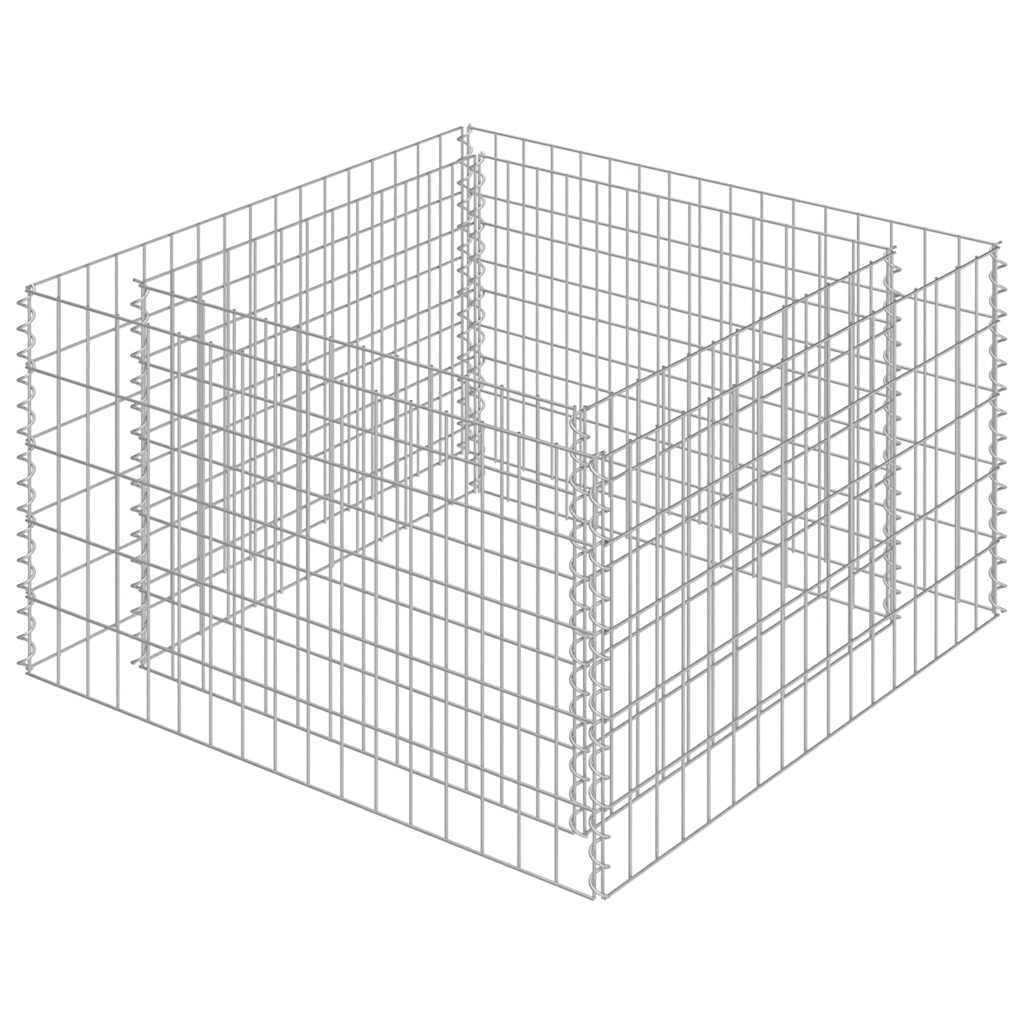 143557 vidaXL Gabion Raised Bed Galvanised Steel 90x90x50 cm