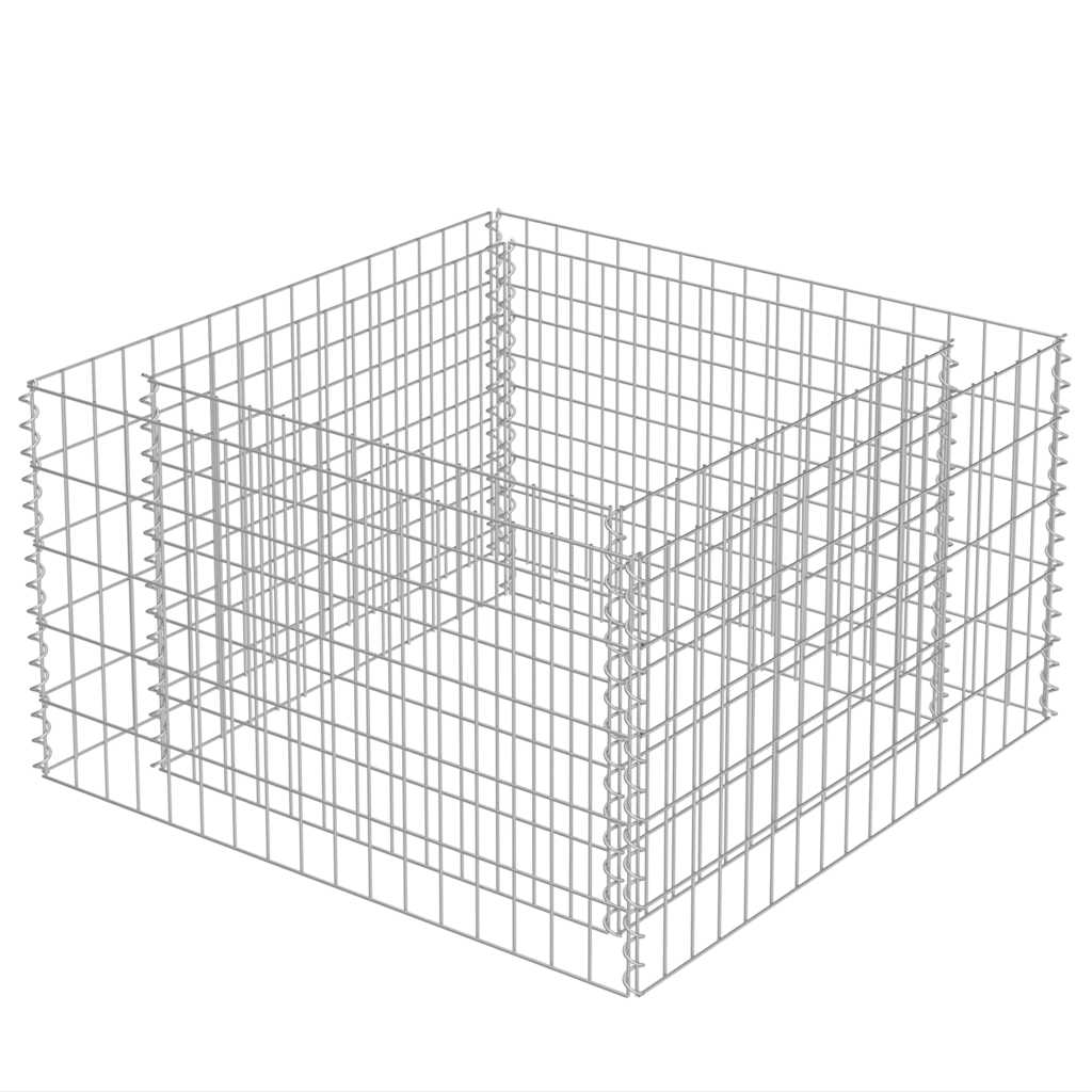 143557 vidaXL Gabion Raised Bed Galvanised Steel 90x90x50 cm