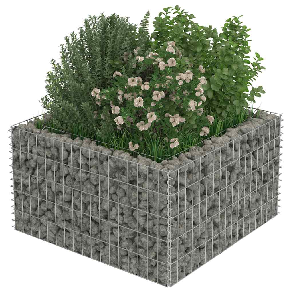 143557 vidaXL Gabion Raised Bed Galvanised Steel 90x90x50 cm