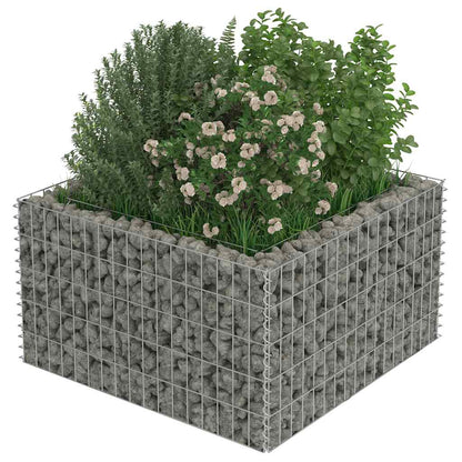 143557 vidaXL Gabion Raised Bed Galvanised Steel 90x90x50 cm