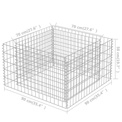 vidaXL Gabion Raised Bed | Silver | Galvanised steel | 90x90x50 cm | Heavy Duty