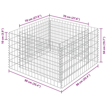 143557 vidaXL Gabion Raised Bed Galvanised Steel 90x90x50 cm