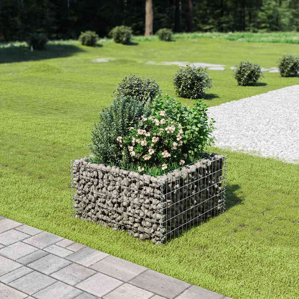143557 vidaXL Gabion Raised Bed Galvanised Steel 90x90x50 cm