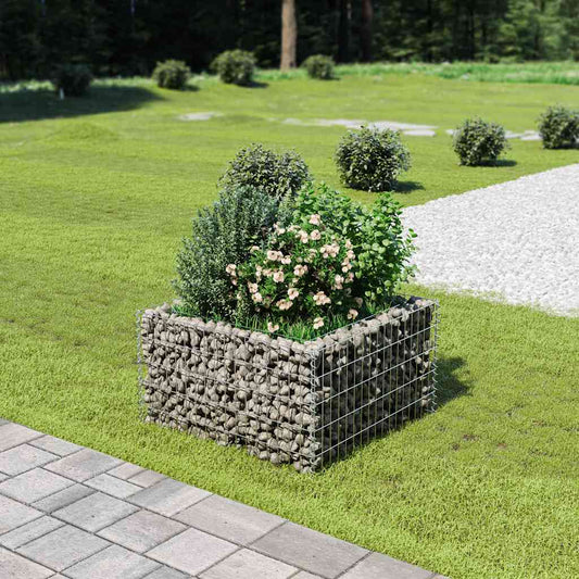 143557 vidaXL Gabion Raised Bed Galvanised Steel 90x90x50 cm