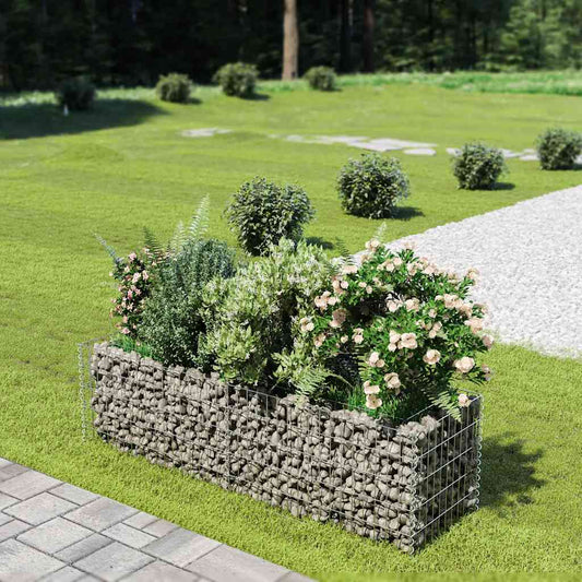 143559 vidaXL Gabion Raised Bed Galvanised Steel 180x50x50 cm