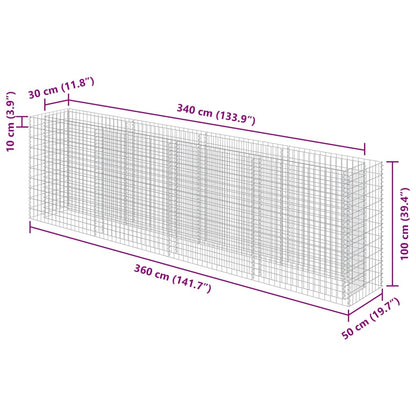 143560 vidaXL Gabion Raised Bed Galvanised Steel 360x50x100 cm