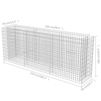 vidaXL Gabion Raised Bed Galvanised Steel 270x50x100 cm