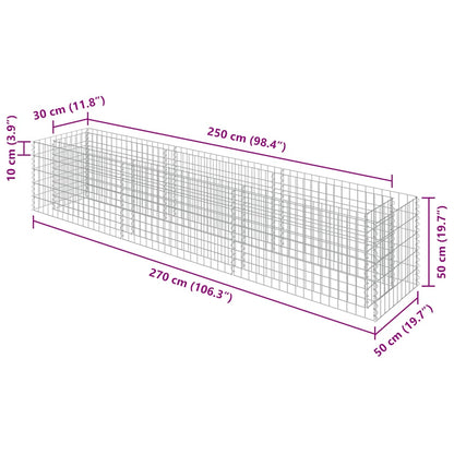 vidaXL Gabion Raised Bed Galvanised Steel 270x50x50 cm