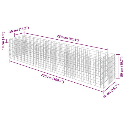 143563 vidaXL Gabion Raised Bed Galvanised Steel 270x50x50 cm